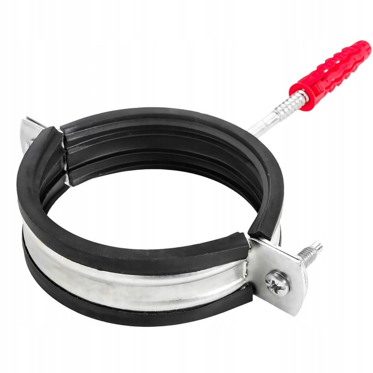 Obejma metalowa z gumą do rur fi 48-52mm 1 1/2" z zespoloną śrubą o dł.70mm