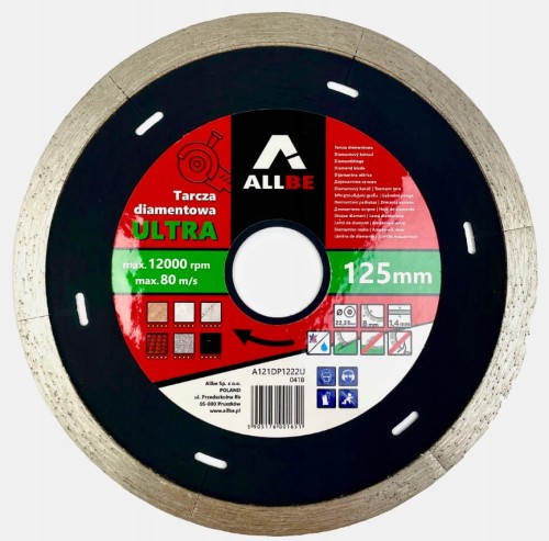 TARCZA DIAMENTOWA DO GRESU 125X1,4X8X22,23MM ALLBE