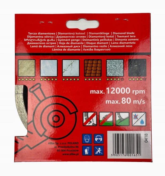 TARCZA DIAMENTOWA DO GRESU 125X1,4X8X22,23MM ALLBE