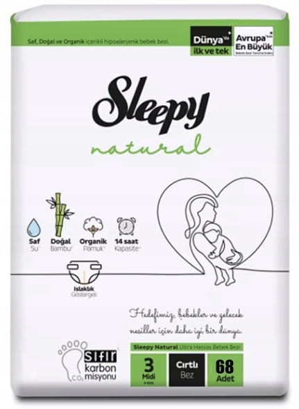 Pieluszki Sleepy Natural Rozmiar 3 68 szt.