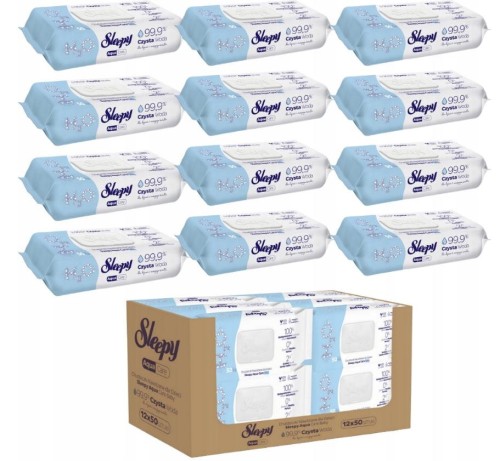 CHUSTECZKI SLEEPY AQUA CARE 99,9% WODY VEGAN NAWILŻANE DLA DZIECI 12X50SZT