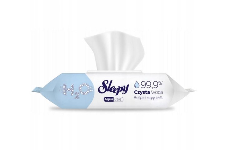 CHUSTECZKI SLEEPY AQUA CARE 99,9% WODY VEGAN NAWILŻANE DLA DZIECI 12X50SZT