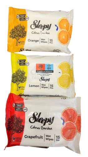Sleepy Citrus Garden Odświeżające Chusteczki Nawilżane Cytrynowe 3x15szt