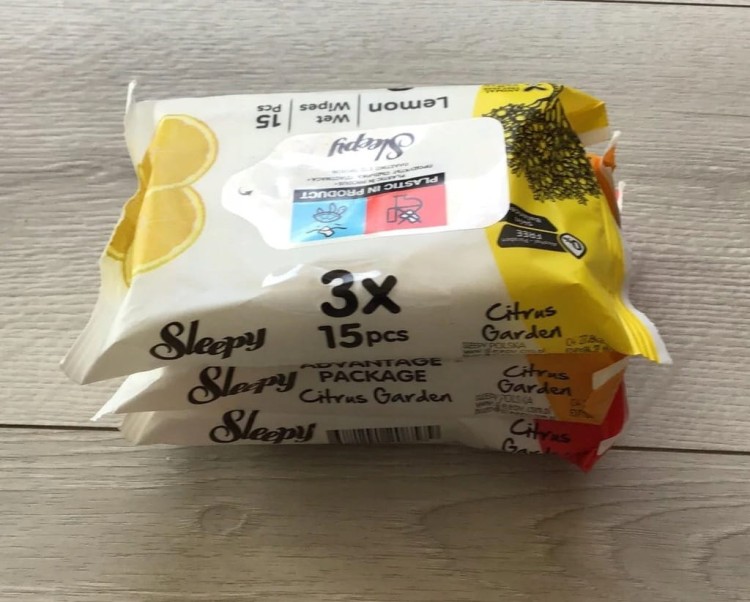 Sleepy Citrus Garden Odświeżające Chusteczki Nawilżane Cytrynowe 3x15szt