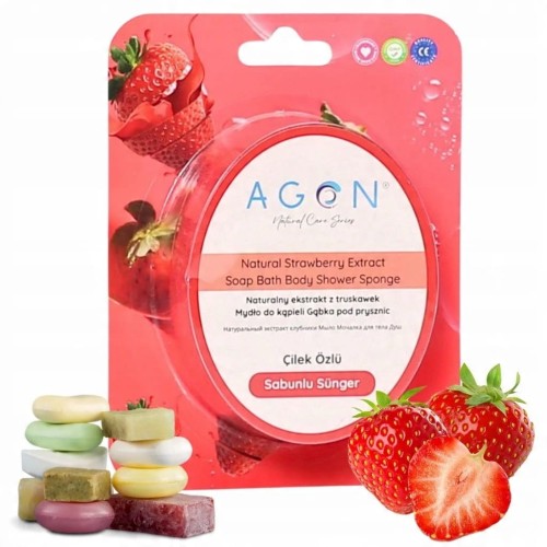 AGON Gąbka z mydłem Ekstrakt z TRUSKAWEK Mydlana gąbka 125 gr