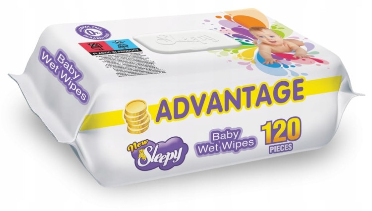 Sleepy Chusteczki z klipsem Nawilżane Mokre dla dzieci 120szt ADVANTAGE