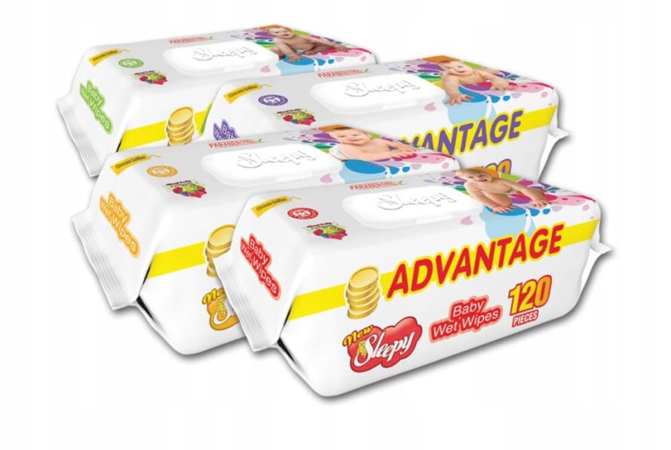 Sleepy Chusteczki z klipsem Nawilżane Mokre dla dzieci 120szt ADVANTAGE