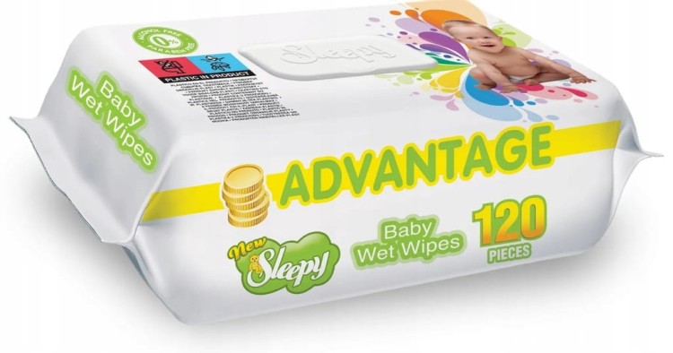Sleepy Chusteczki z klipsem Nawilżane Mokre dla dzieci 120szt ADVANTAGE