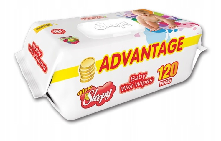 Sleepy Chusteczki z klipsem Nawilżane Mokre dla dzieci 120szt ADVANTAGE