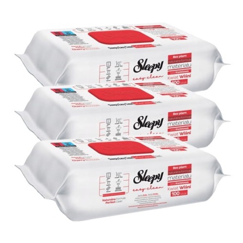 Chusteczki nawilżane poliester Sleepy w opakowaniu 3x100 szt. biały