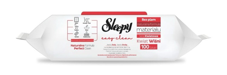 Chusteczki nawilżane poliester Sleepy w opakowaniu 6X100 szt. biały