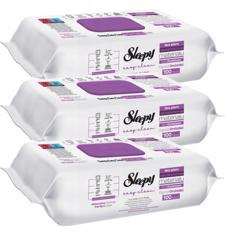 Chusteczki nawilżane włóknina SLEEPY ORCHIDEA 3x100 SZTUK