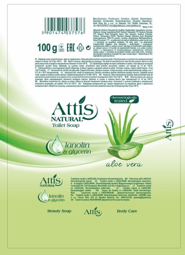 ATTIS Mydło w kostce do rąk Aloe Vera ALOESOWE 100 g