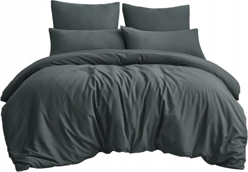 JEDNOLITY KOMPLET POŚCIELI COMFORT 160X200 TRZYCZĘŚCIOWY CIEMNOSZARY