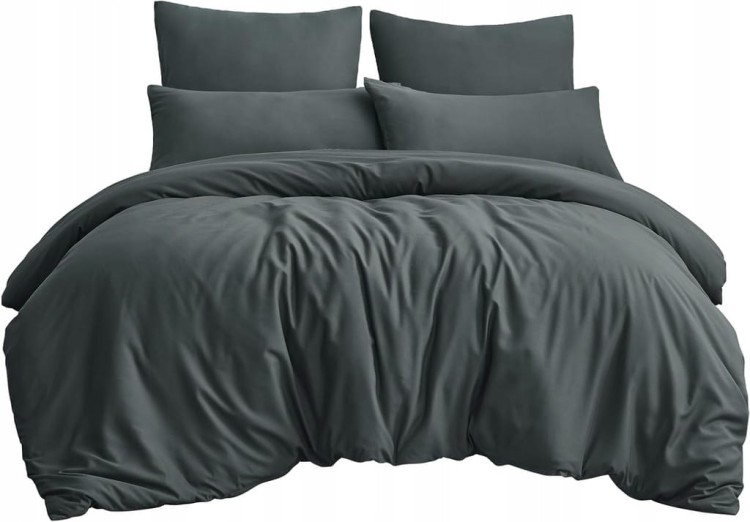 JEDNOLITY KOMPLET POŚCIELI COMFORT 160X200 TRZYCZĘŚCIOWY CIEMNOSZARY