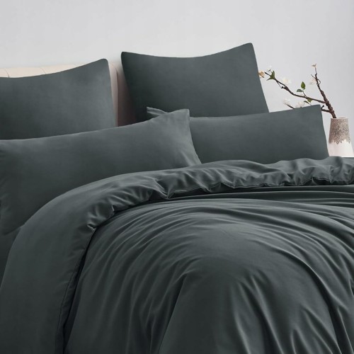 JEDNOLITY KOMPLET POŚCIELI COMFORT 160X200 TRZYCZĘŚCIOWY CIEMNOSZARY