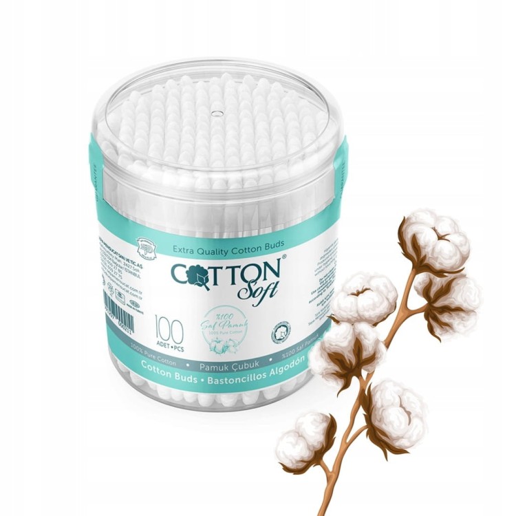 COTTON SOFT – PATYCZKI KOSMETYCZNE 100% BAWEŁNA, 100 SZT