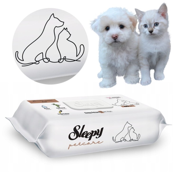 SLEEPY PET CARE CHUSTECZKI NAWILŻANE DLA PSA I KOTA 60szt HIT