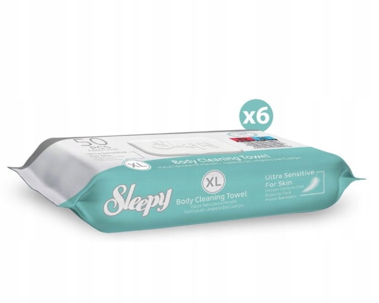 CHUSTECZKI NAWILŻANE ODŚWIEŻAJĄCE DO MYCIA CIAŁA SLEEPY 1X50 XL