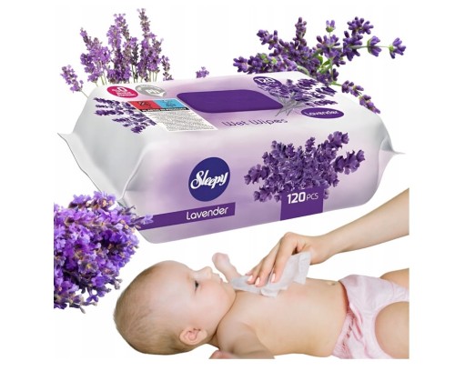 CHUSTECZKI NAWILŻANE SLEEPY DLA NIEMOWLĄT O ZAPACHU LAWENDOWYM 120SZT x12OP