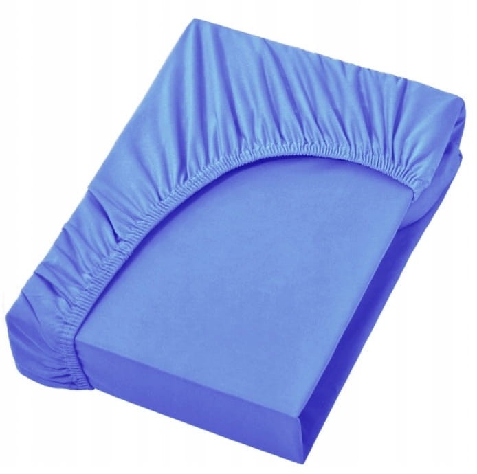 PRZEŚCIERADŁO Z GUMKĄ JERSEY SATYNA BAWEŁNIANA 200X220+25CM NIEBIESKI KOLOR