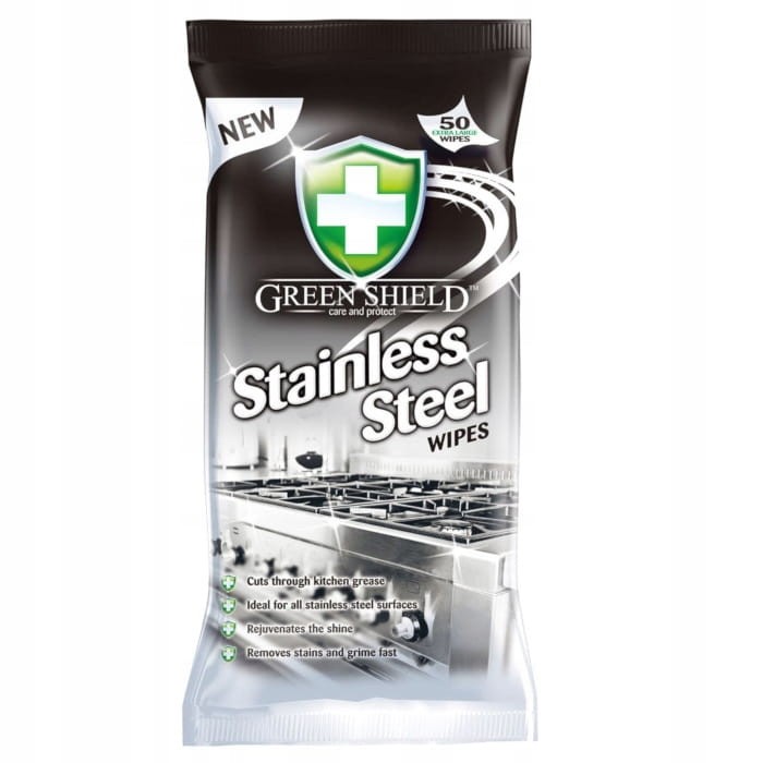GREEN SHIELD CHUSTECZKI NAWILŻANE CZYSZCZENIE STAL NIERDZEWNEJ OKAPÓW 70SZT
