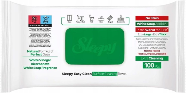 Chusteczki nawilżane celuloza SLEEPY w opakowaniu 100 szt. biały