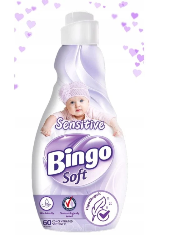 PŁYN DO PŁUKANIA TKANIN 1440 ml HIPOALERGICZNY BINGO SENSITIVE 1.4L 60 PRAŃ