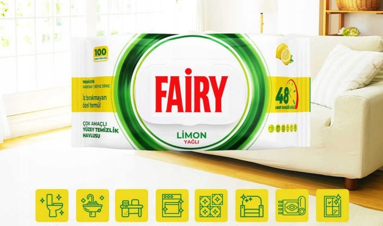 Chusteczki czyszczące uniwersalne Fairy Lemon 100 szt. - cytrynowe