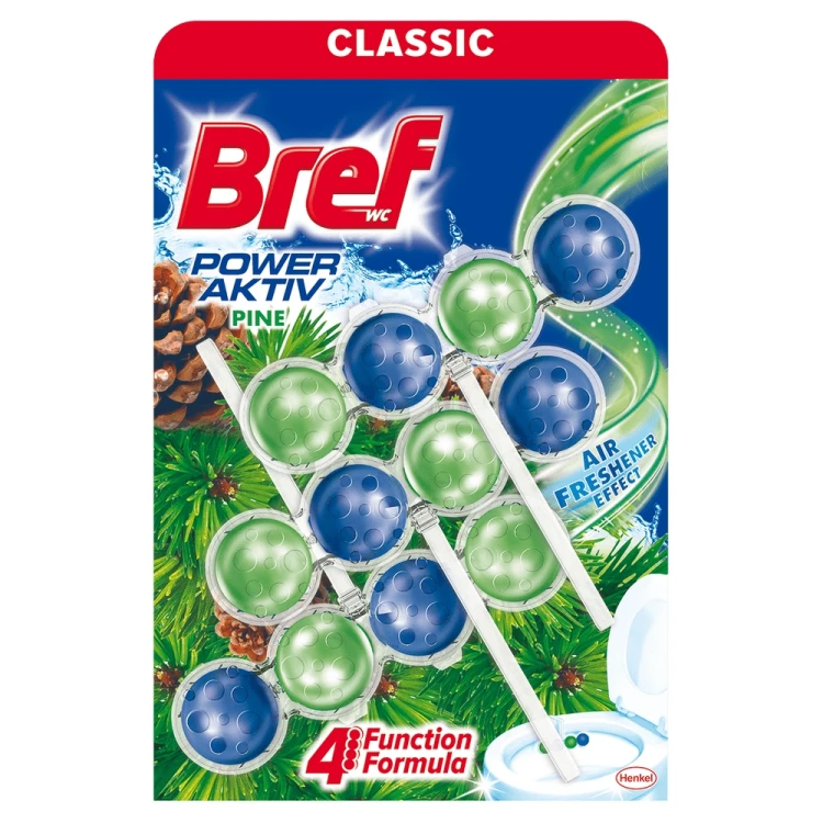 Bref WC Power Aktiv Zawieszka myjąco-zapachowa do muszli WC sosna, 3x 50 g