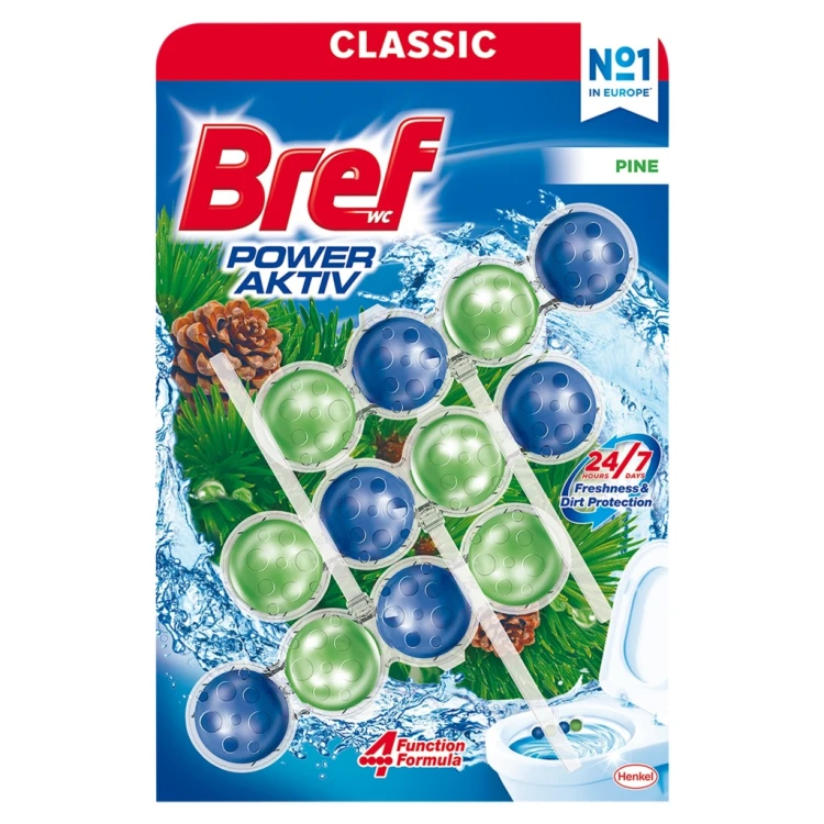 Bref WC Power Aktiv Zawieszka myjąco-zapachowa do muszli WC sosna, 3x 50 g