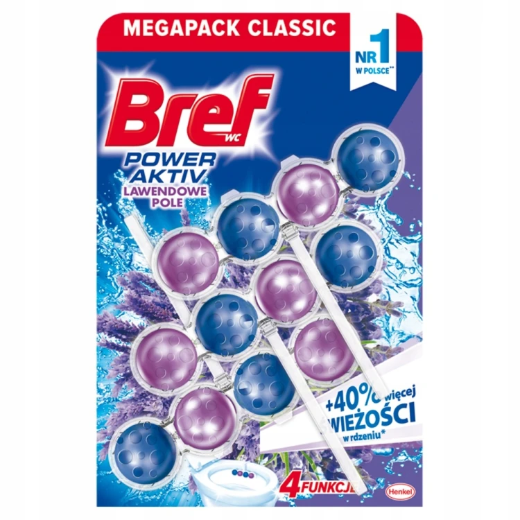 Bref WC Power Aktiv - Zawieszka do muszli WC o zapachu lawendy 3 x 50 g