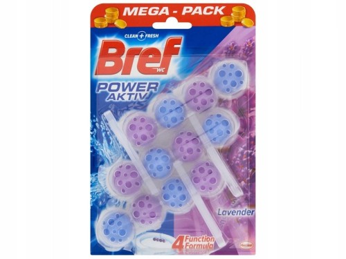 Bref WC Power Aktiv - Zawieszka do muszli WC o zapachu lawendy 3 x 50 g