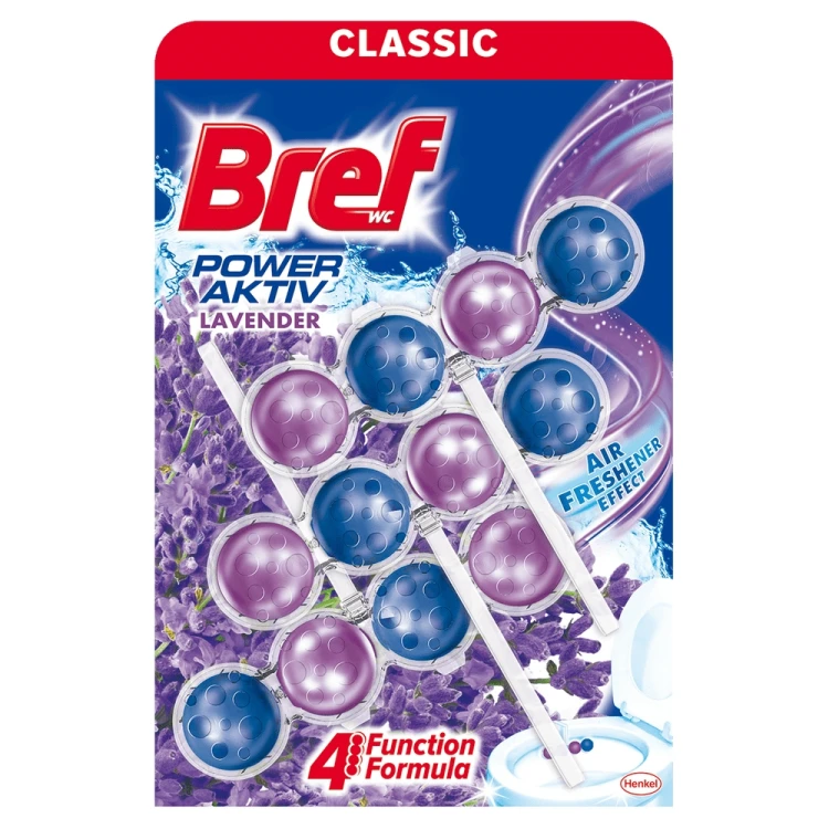 Bref WC Power Aktiv - Zawieszka do muszli WC o zapachu lawendy 3 x 50 g