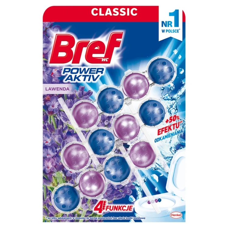 Bref WC Power Aktiv - Zawieszka do muszli WC o zapachu lawendy 3 x 50 g