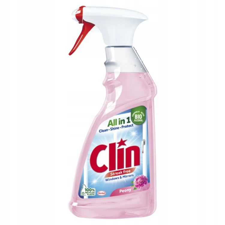 Clin Płyn do mycia szyb i luster Piwonia bez smug, 500 ml