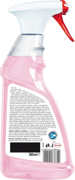 Clin Płyn do mycia szyb i luster Piwonia bez smug, 500 ml