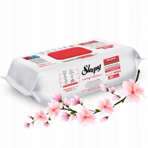 Chusteczki nawilżane celuloza SLEEPY w opakowaniu 80 szt. biały