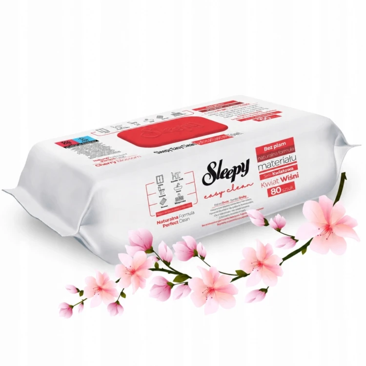 Chusteczki nawilżane celuloza SLEEPY w opakowaniu 80 szt. biały