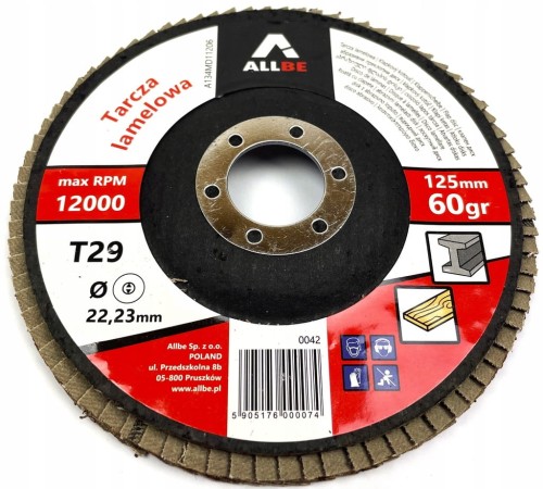 Tarcza lamelka listkowa 125mm P60 Inox do szlifowania metalu drewna