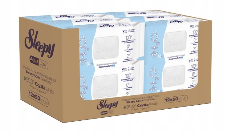Aqua Care Baby Chusteczki Nawilżane dla Dzieci Mokre 99,9% WODA 50 PCS.