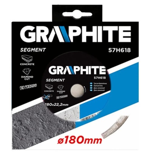 GRAPHITE Tarcza diamentowa, segmentowa, 180x22mm, 57H618