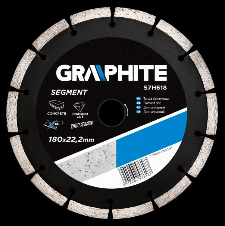 GRAPHITE Tarcza diamentowa, segmentowa, 180x22mm, 57H618