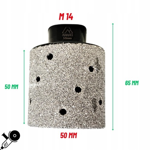 FREZ DIAMENTOWY DO GRESU PŁYTEK GLAZURY CERAMIKI 50 mm M14 PILNIK OTWORNICA