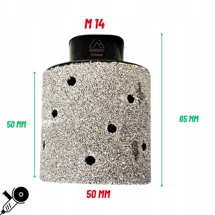 FREZ DIAMENTOWY DO GRESU PŁYTEK GLAZURY CERAMIKI 50 mm M14 PILNIK OTWORNICA