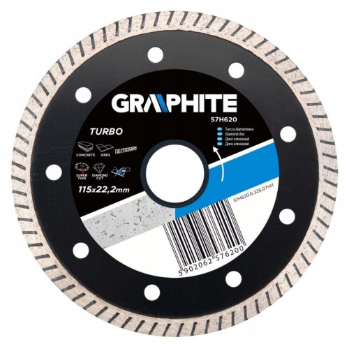 GRAPHITE Tarcza diamentowa Turbo, super cienka, 115x22mm, 57H620