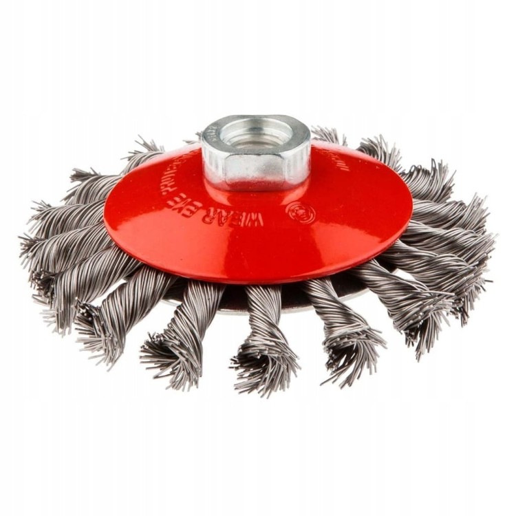 Szczotka druciana tarczowa odgięta 100 mm x M14, INOX, 57H589, GRAPHITE