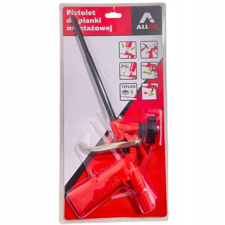 PISTOLET DO PIANKI MONTAŻOWEJ PIANY METALOWY TEFLONOWY MOCNY DO PIAN