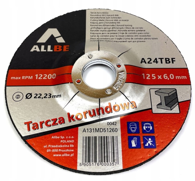 Tarcza do szlifowania metalu stali 125x6.0mm
