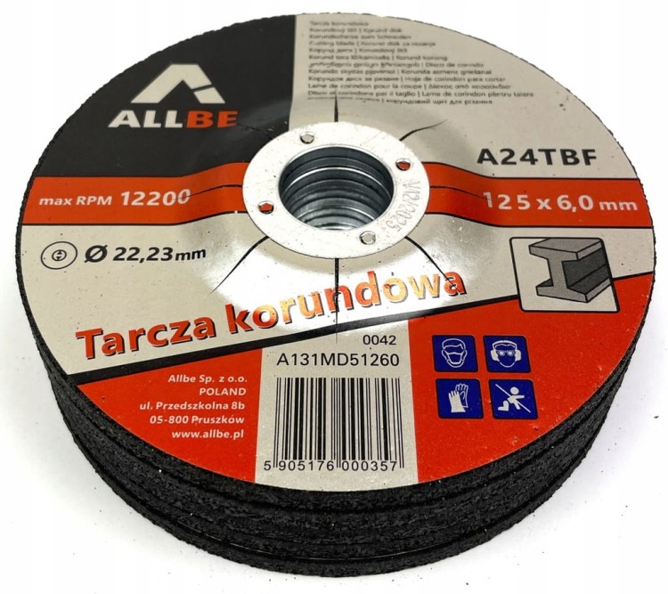 Tarcza do szlifowania metalu stali 125x6.0mm